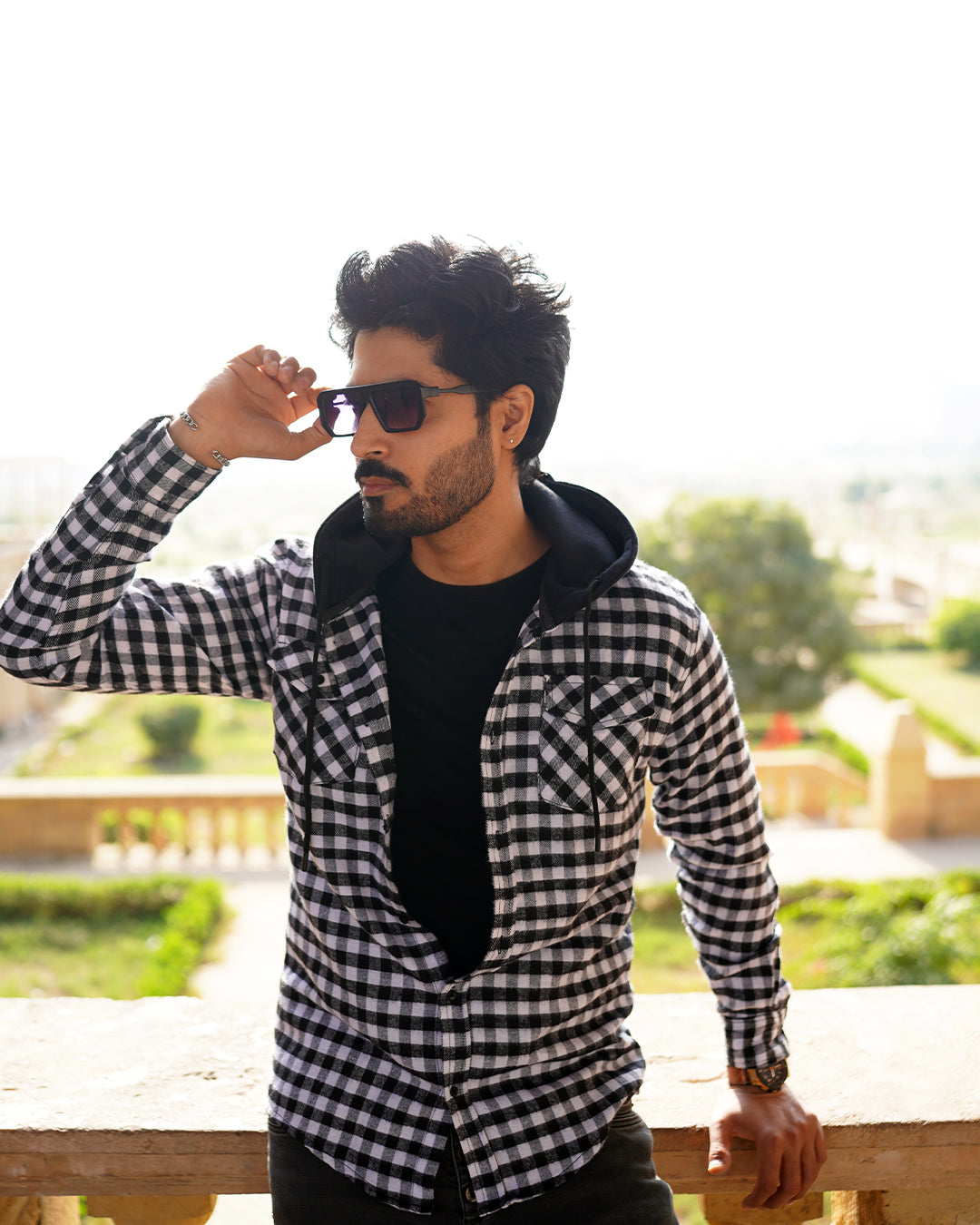 The Bold Grid Hooded Shirt