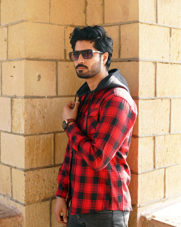 The Crimson Edge Hooded Shirt