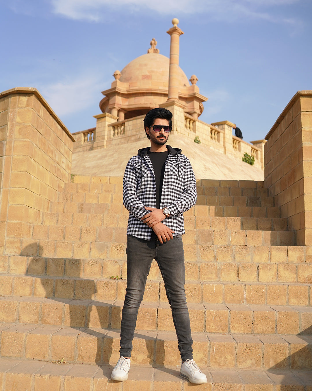 The Bold Grid Hooded Shirt