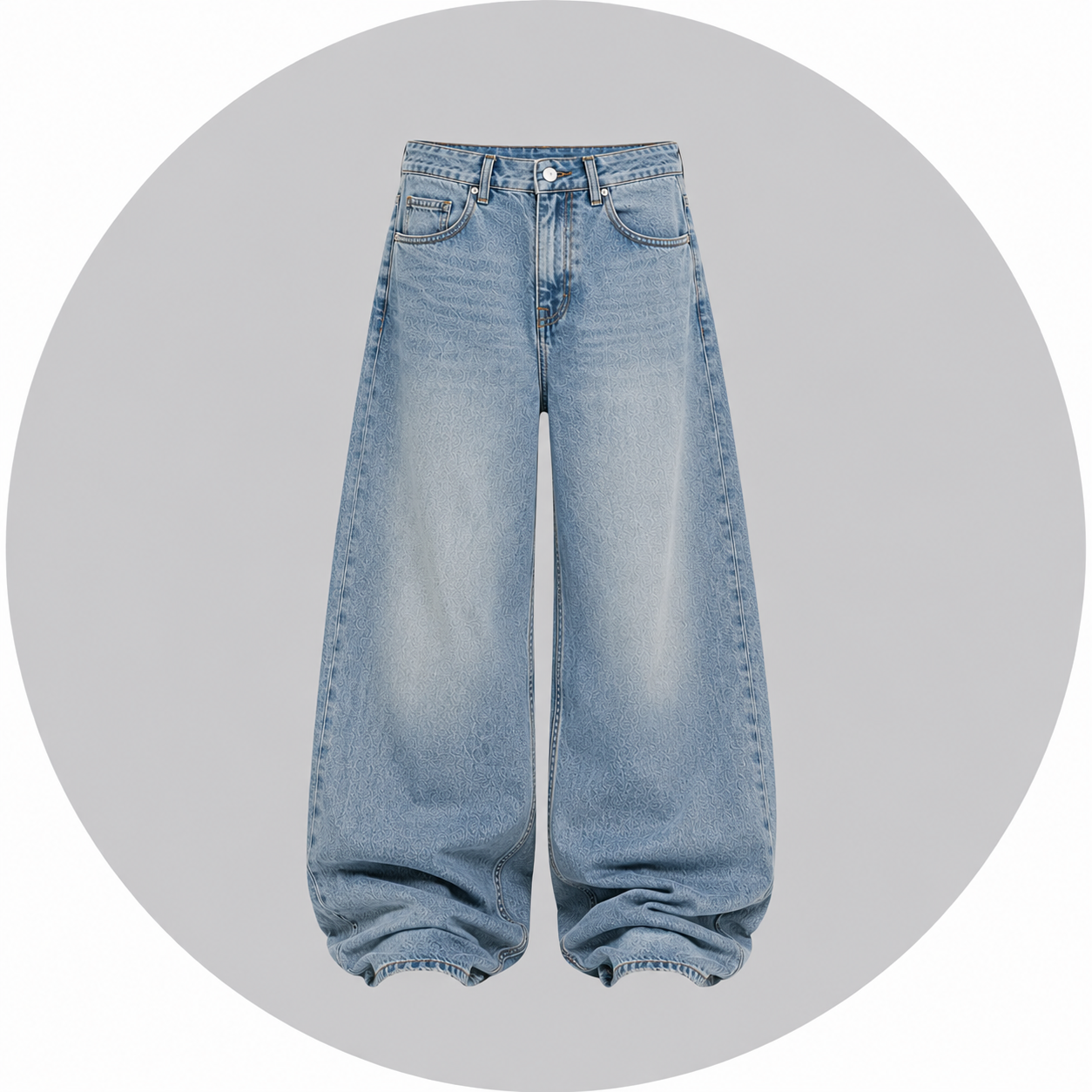 Light Blue Baggy Jeans on Gray Circle