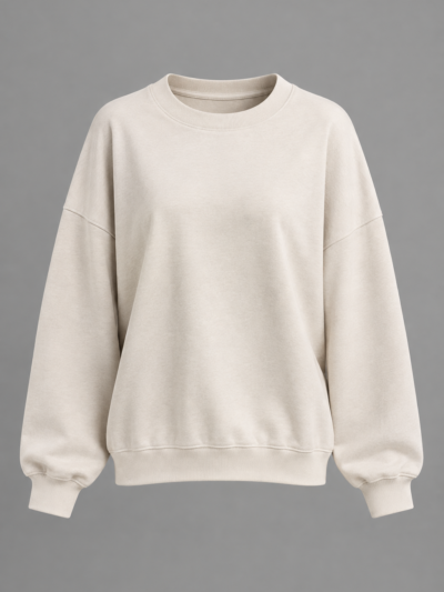 Classic Oversized Crew Neck Sweatshirt – Cream